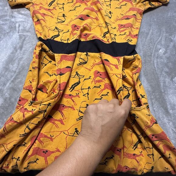 Svaha Ethnic Cave Art Arches Hunters Twirl Dress Sz: M w/ Pockets Flare - Picture 7 of 9
